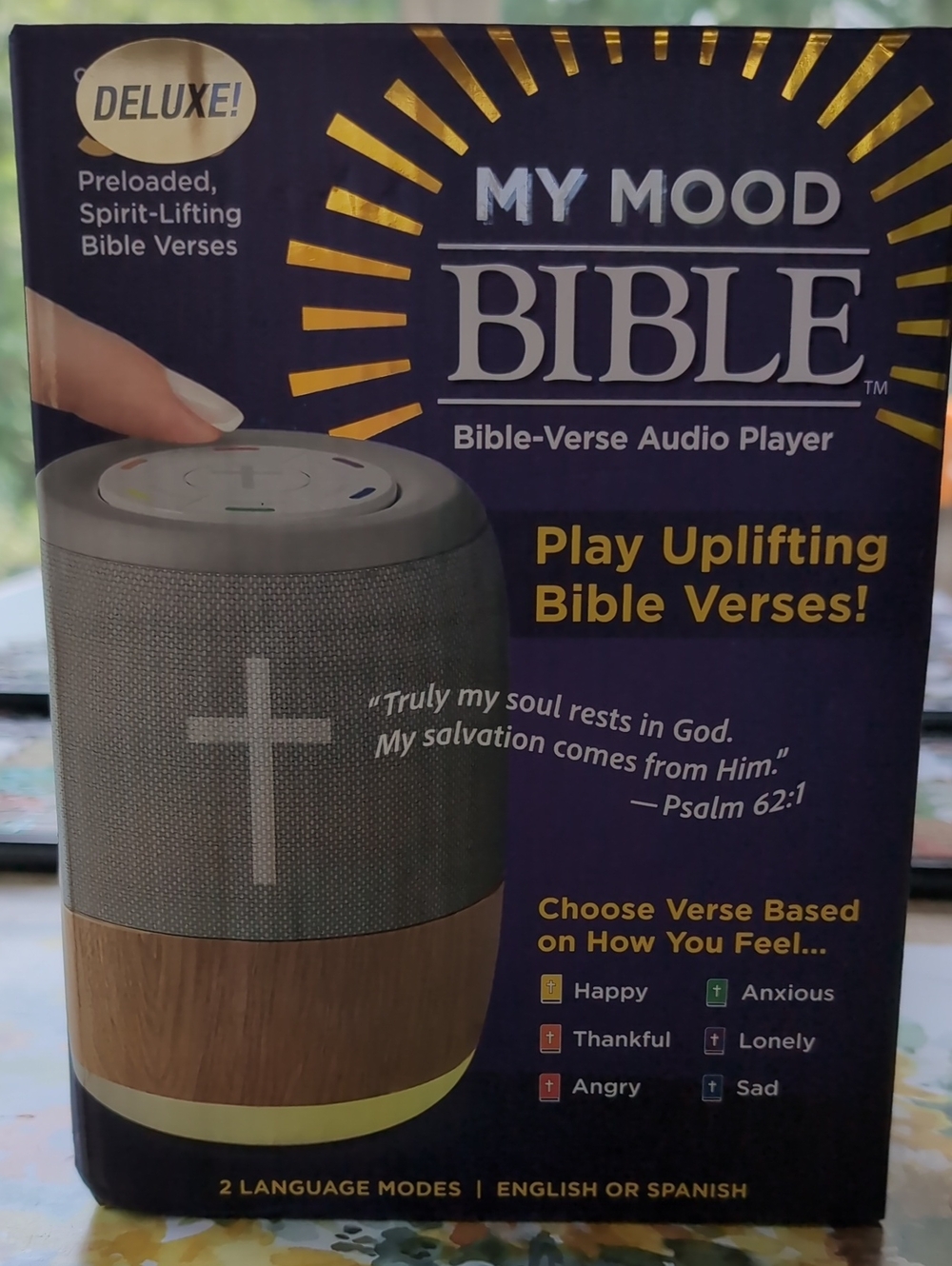 Ontel Brand My Mood Bible Portable Bible-Verse Audio Player – Gray/Wood